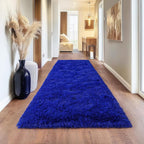 Blue Runner Rug for Hallway, Bedroom Bedside Plush Rugs, Non Slip Fluffy Shaggy - Image 4