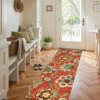 Lahome Floral Red Christmas Runner Rug 2x5, Washable Kitchen Hallway Runner Rug - Image 3