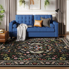 Living Room Rug 5x7 Rug Machine Washable Area Rug Floral Non-Slip Low Pile - Image 3