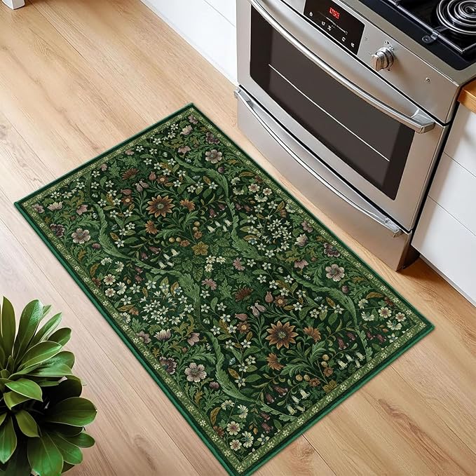 Floral 2x3 Entryway Rug, Washable Front Door Mat Indoor Non Slip Low Pile Small - Image 4