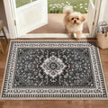 2' x 3' Black Washable Area Rugs, Non-Slip Entryway Rug, Boho Low Pile Door Mat by BLEUMCADE