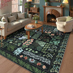 Boho Washable Living Room Bedroom Area Rug 8x10 Under Bed, Floral Large Living by Zealude