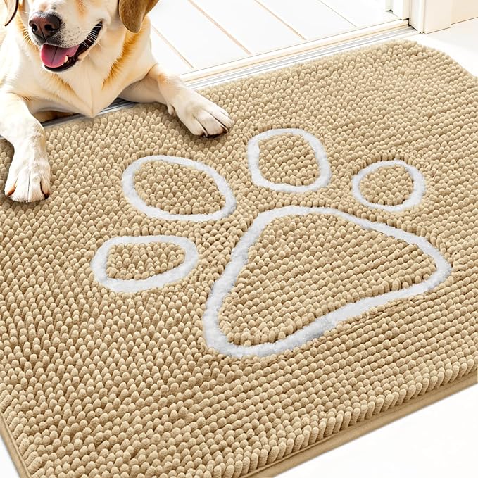 OLANLY Dog Door Mat for Muddy Paws 30x20, Paw Print Design, Absorbs Moisture by OLANLY