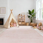 Pink Area Rugs for Bedroom, Boho Washable Neutral Baby Rug for Nursery by BILEEHOME