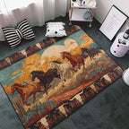 Horse Western Boho Ethnic Style Area Rug Washable Outdoor Rugs Anti-Slip Soft - Image 2