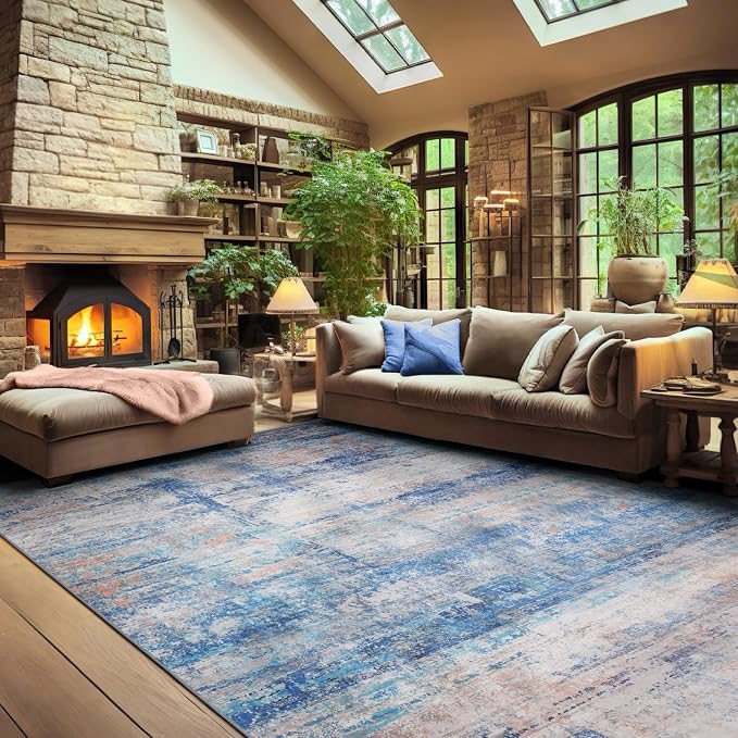 Abstract 3x5 Area Rug for Living Room Bedroom Entryway Blue - Image 8