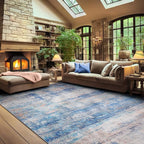 Abstract 3x5 Area Rug for Living Room Bedroom Entryway Blue - Image 8