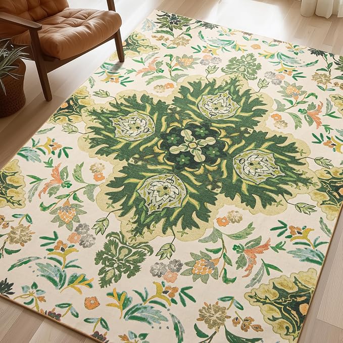 Phantoscope Washable Area Rug 6'x9' Non-Slip, Vintage Boho Rugs by Phantoscope