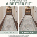 Runner Rug 2'6''x8, Non Slip Vintage Hallway Runner Rugs, Low Pile Lightweight - Image 8