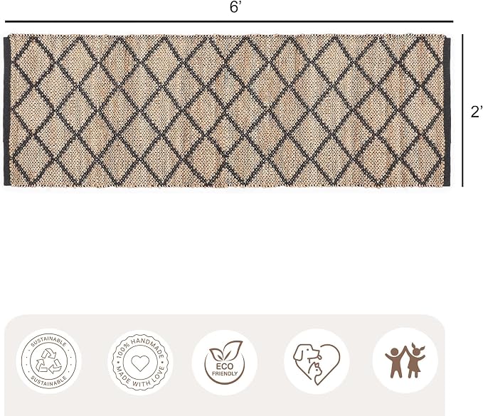 REDEARTH · Jute Cotton Area Rug, Sustainable Handwoven, Non-Shedding, Soft & - Image 3