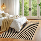 KOZYFLY 5x7 Ft Area Rug Striped Outdoor Rug Brown and Black Washable Indoor - Image 2
