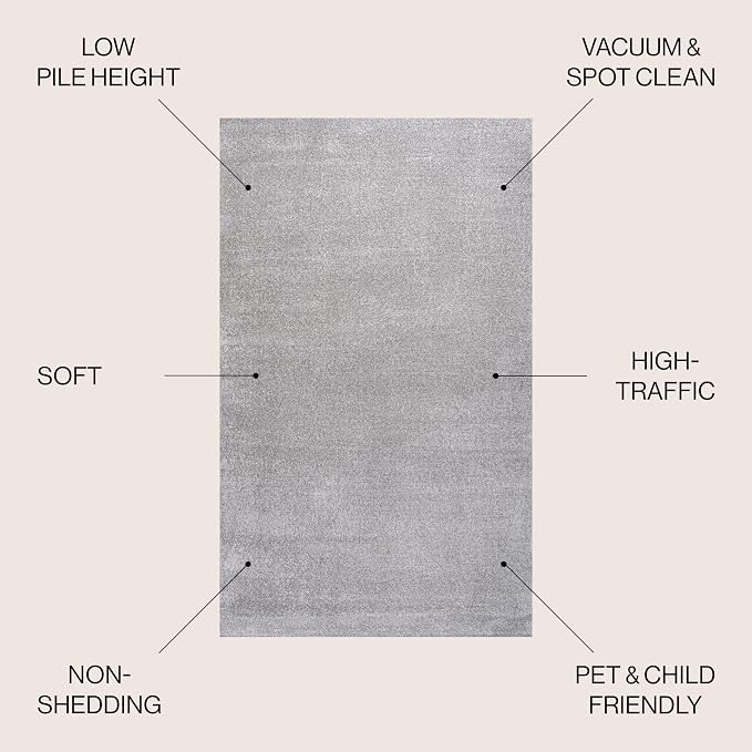 JONATHAN Y Haze Solid Low-Pile Light Gray Indoor Area Rug 10x14, Minimalist - Image 3