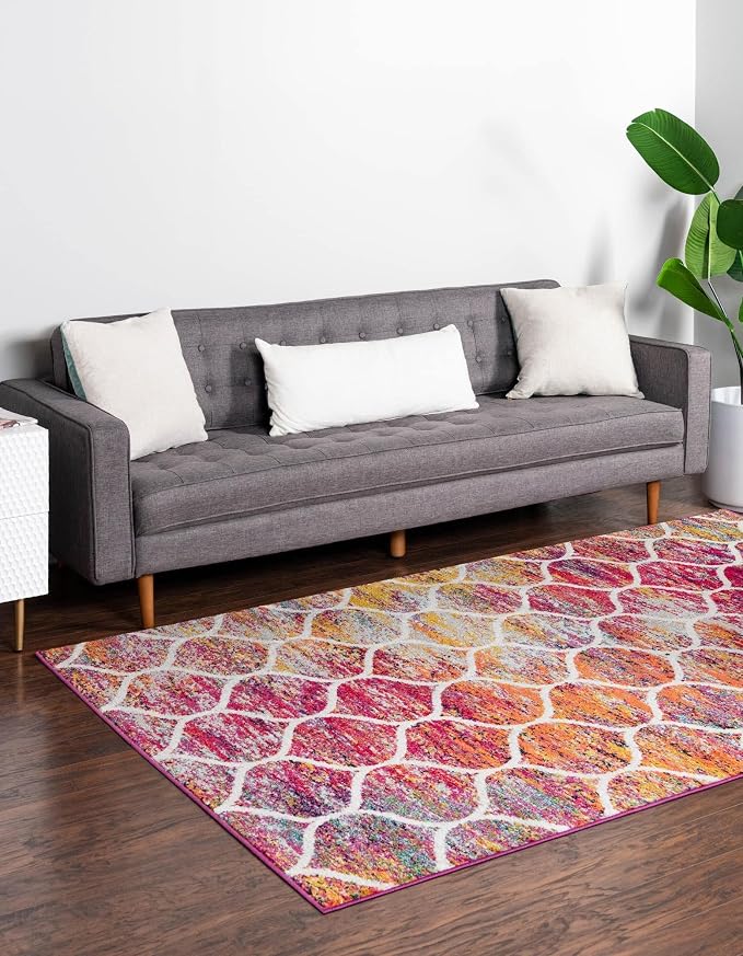 Rugs.com Lattice Frieze Collection Rug – 4' x 6' Multi Medium Rug Perfect - Image 2