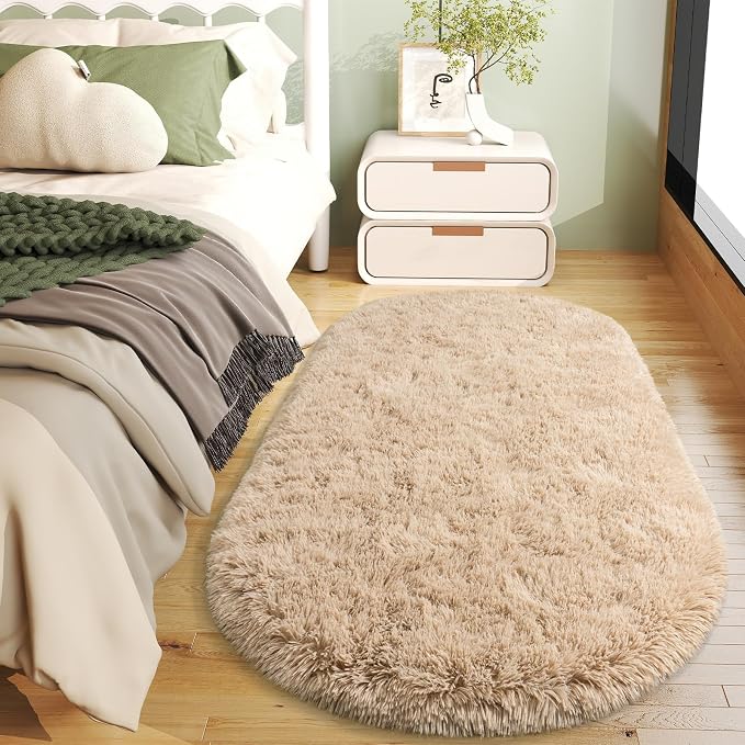 Soft Fluffy Area Rug for Bedroom, Fuzzy Shaggy Oval Throw Rugs for Bedside - Image 9