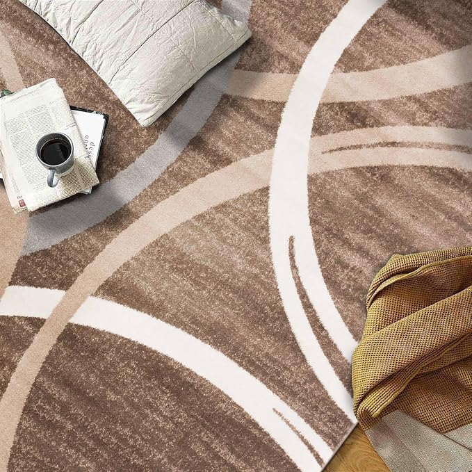 Rugshop Modern Wavy Circles Design Round Rug, Carpet - Image 9