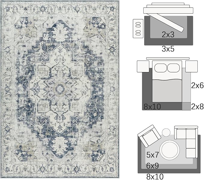 jinchan Kelda Runner Rug 3x8 Washable Rug Soft Hallway Runner Indoor Vintage - Image 2