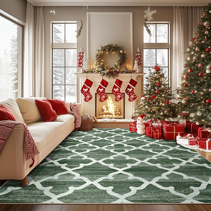 Area Rug 4x6, Moroccan Trellis Print Carpet, Machine Washable Non-Slip Rugs - Image 9
