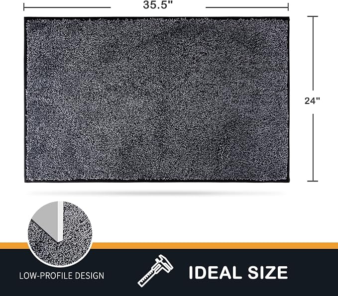 PURRUGS Dirt Trapping Door Mat 24" x 35.5", Non-Slip Machine Washable Entry Rug - Image 2