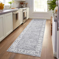 jinchan Fiora Hallway Runner Rug 3x10 Machine Washable Runner Rug Grey Vintage by JINCHAN