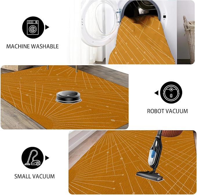 Modern Washable Area Rug 5x7, Boho Minimalist Non-Slip Rugs, Abstract Striped - Image 5
