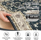 Large Vintage Area Rugs 9x12 for Living Room, Dark Distressed Medallion Printed - Image 7
