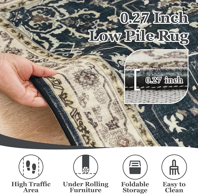 Dark Large 10x14 Area Rugs, Washable Non Slip Big Rug - Image 6