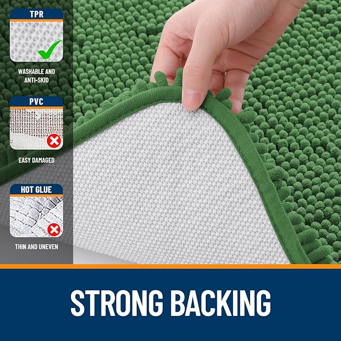 OLANLY Bathroom Rugs 36x24, Extra Soft Absorbent Chenille Bath Rugs, Rubber - Image 6