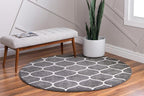 Rugs.com Lattice Frieze Collection Rug – 3' Round Dark Gray Medium Rug Perfect - Image 3
