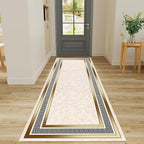 Classic Bohemian Hallway Rugs, Western Retro Greek Key Beige Fade Resistant by LHOMKCV