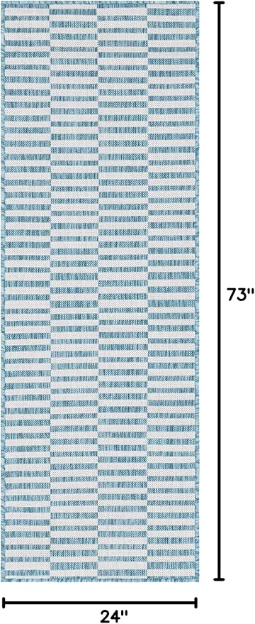 Unique Loom Outdoor Striped Collection Area Rug - Image 2
