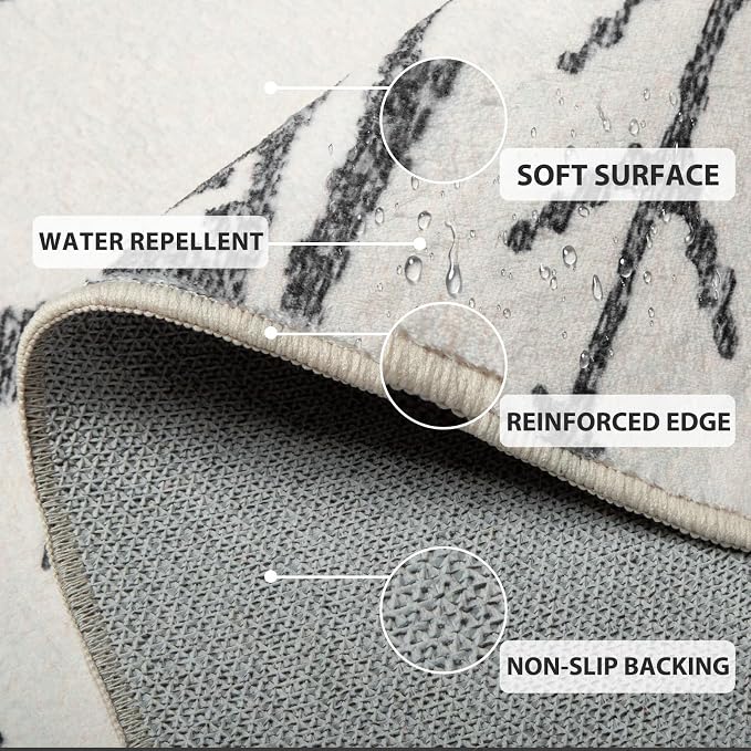 Area Rug 8x8 Rug Machine Washable Non-Slip Low Pile Print Pattern Western Rug - Image 3