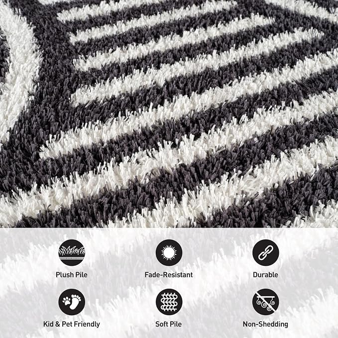 Rugshop Abstract Arch Shag Area Rug Anthracite Dark Gray 5' x 7' Great - Image 5
