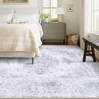 Area Rug 5x7 Living Room Rug, Machine Washable Vintage Distressed Medallion Rug - Image 2