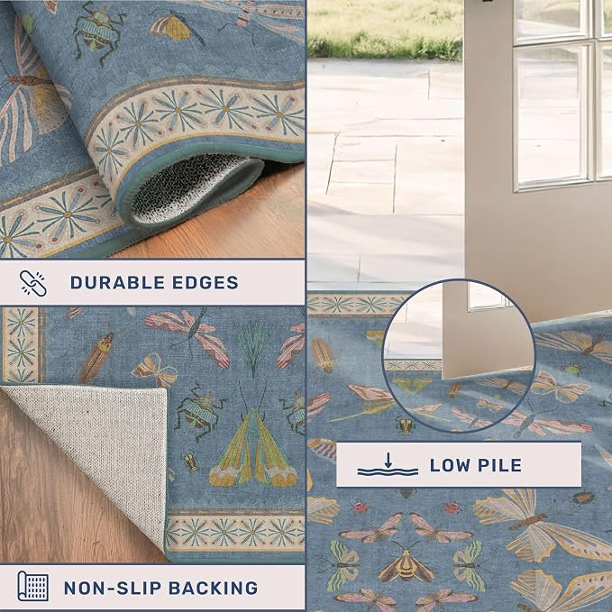 Blue Boho Rugs for Living Room - Image 5