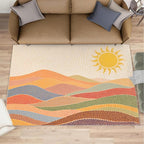 Boho Sun Area Rugs 3x5ft, Mosaic Sunburst Boys Rugs by Unknown