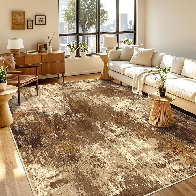 Washable Area Rugs 5'x7' Non-Slip Modern Abstract Soft by RELEANY
