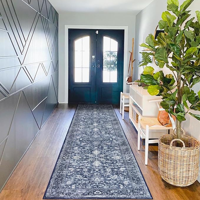 KILOCOCO Hallway Runner 3x10 Rug Runner Printed Vintage Floral Washable Kitchen - Image 5