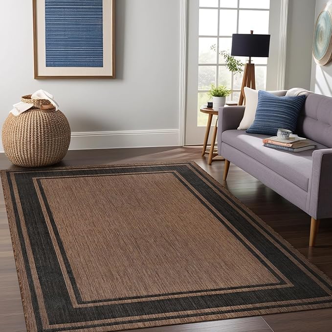 Beverly Rug Outdoor Rug 6x9 Modern Bordered Area Rugs - Image 4