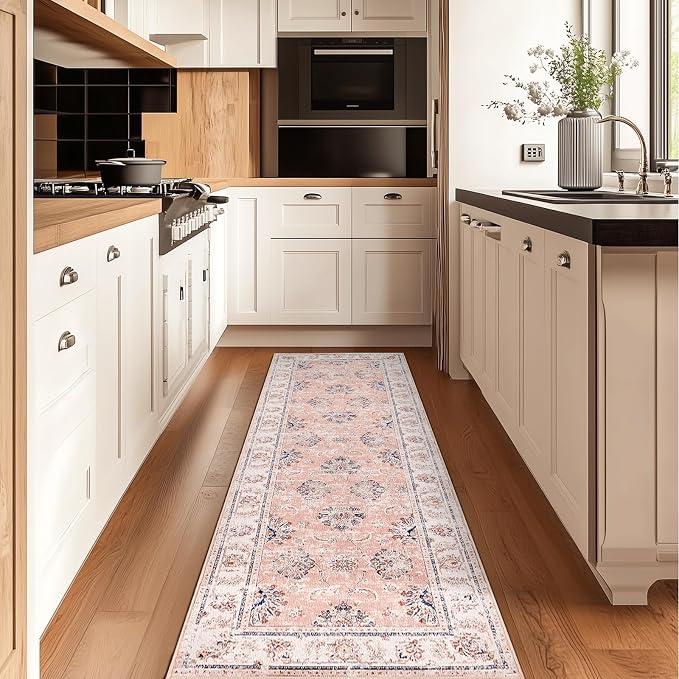 jinchan Fiora Long Hallway Runner Rug 2x12 Machine Washable Runner Rug Pink - Image 2