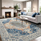 Large Area Rugs 8x10, Low Pile Washable Rugs, Soft Vintage Distressed Rugs - Image 2