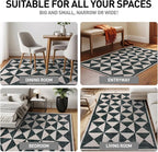 Rugshop Geometric Diamond Washable Non Slip Area Rug 2' x 3' Cream - Image 3