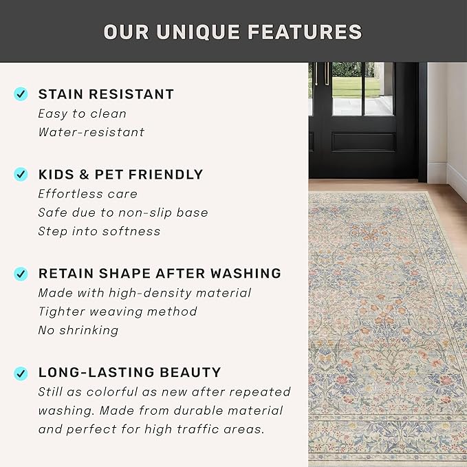 3x5 Washable Area Rug for Bedroom Beside Bed Mat, Large Kitchen, Entryway Rug - Image 6