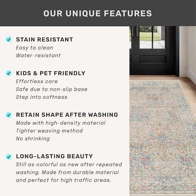 Washable Bathroom Runner Rug 2x5, Non Slip Runner - Image 7