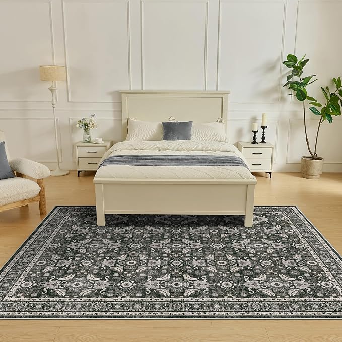 WITSHOCK Living Room Area Rugs 7x9: Soft Non-Slip Backing Washable Rugs Vintage - Image 5