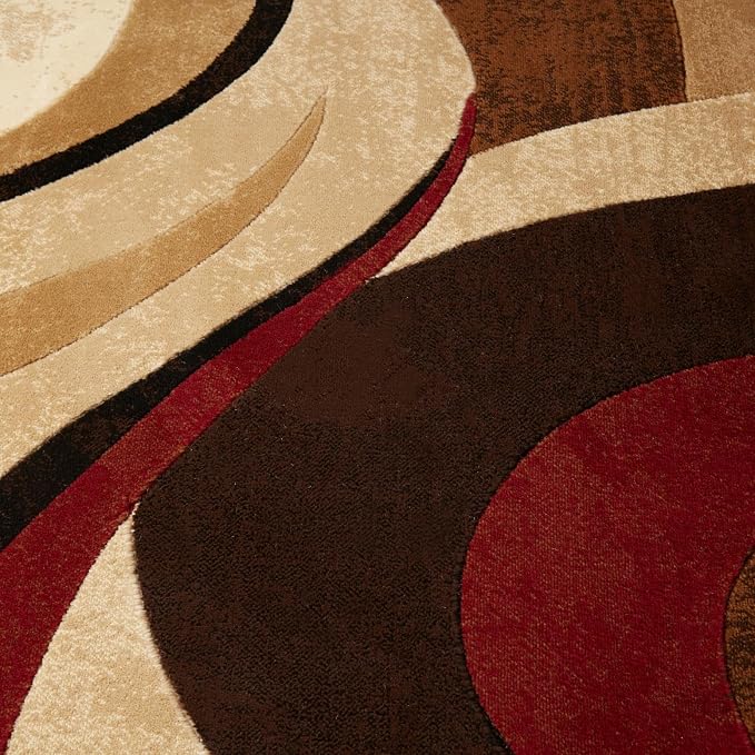 Home Dynamix Tribeca Slade Modern Area Rug, Abstract Brown/Red 39"x55" - Image 4