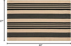 Black and Khaki Striped Rugs 2.3'x3.6', Washable Hand Woven Front Door Rug - Image 2