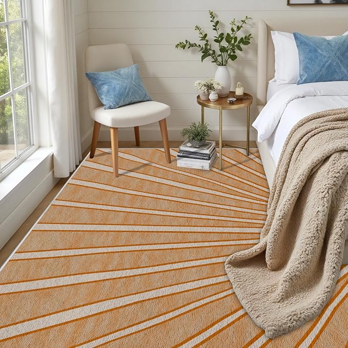 Boho Sun Print Area Rug for Living Room 3x4, Modern Abstract Non-Slip Washable - Image 3