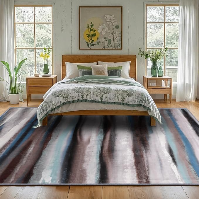 4x6 Abstract Rug for Entryway, Modern Stripe Washable Indoor Entry Way Area Rugs - Image 9