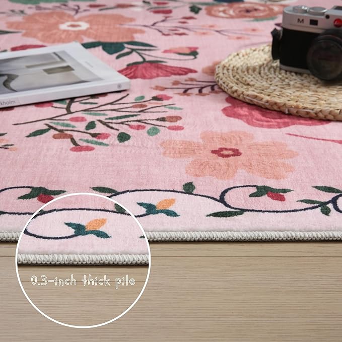 Rugcomf Door Mat Indoor Entrance 2x3 Rug Machine Washable Boho Floral Small - Image 4