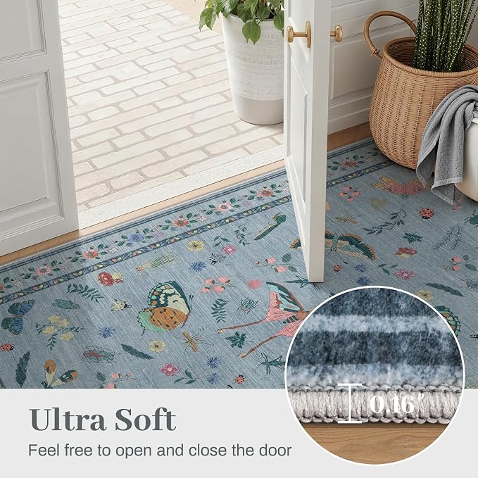 5x7 Washable Area Rug with Insect Print - Image 6